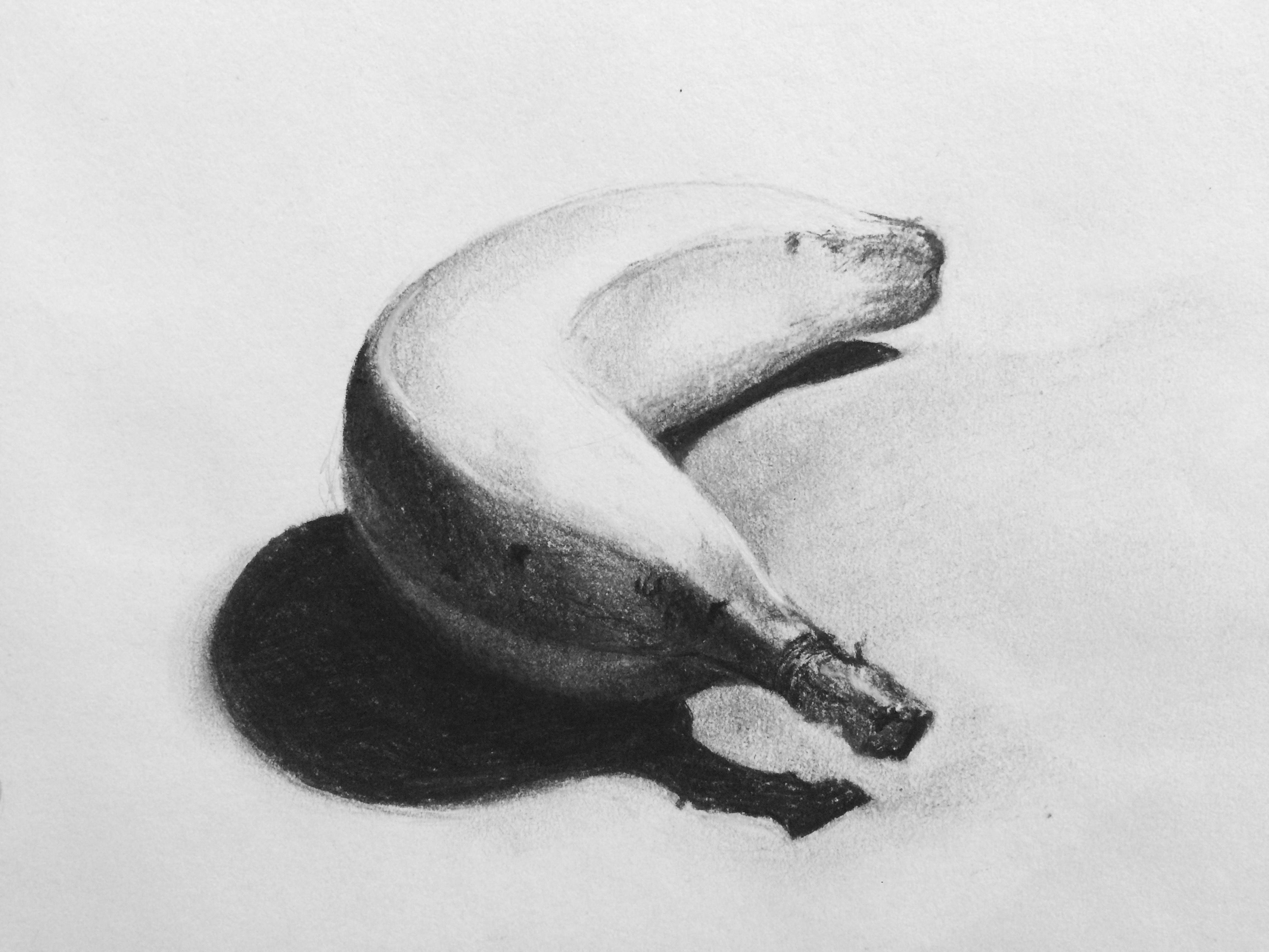 3264x2448 This Banana Study Was Completed In Charcoal As Part Of Drawing - Drawing Shading