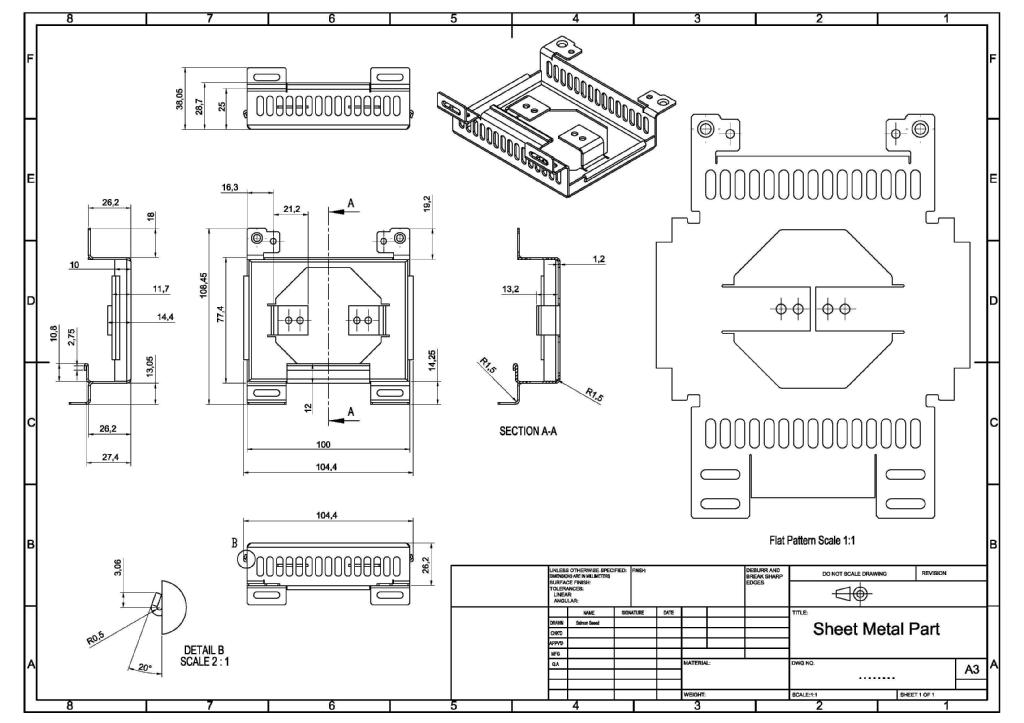 1024x723 Sheet Metal Part Drawing - Drawing Sheet
