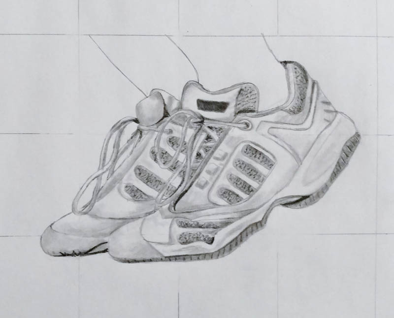 800x646 How To Draw Tennis Shoes Using A Grid Let's Draw People - Drawing Shoes