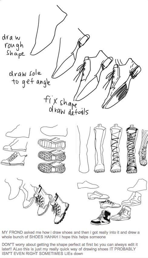 489x850 Tutorial On How To Draw Different Types Of Shoesoots For Your - Drawing Shoes