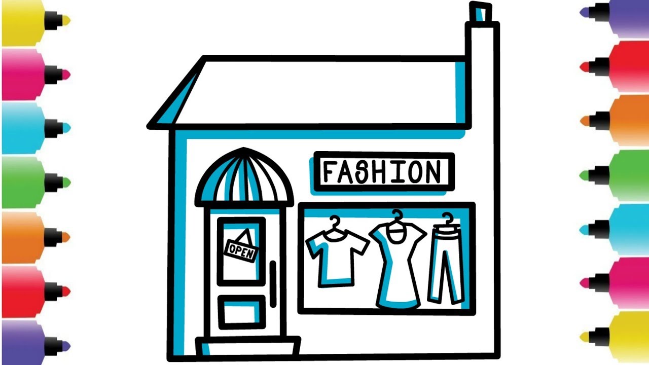 1280x720 How To Draw A Shopping Mall For Kids ! Youtube Videos For Kids - Drawing Shop