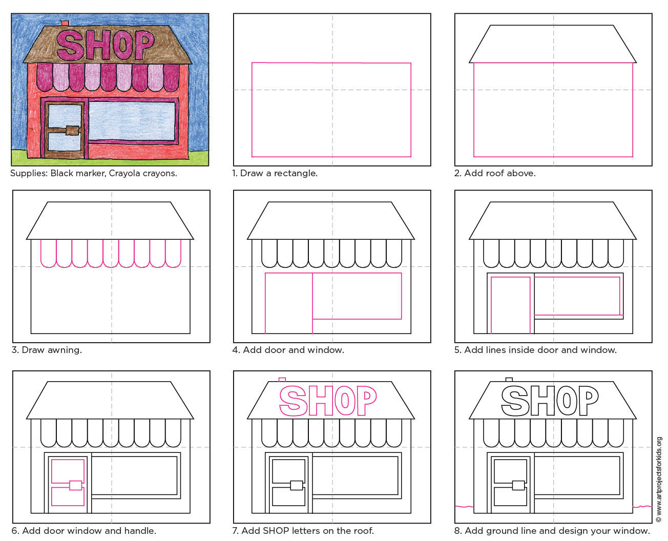 1304x1056 How To Draw A Store Art Projects For Kids - Drawing Shop