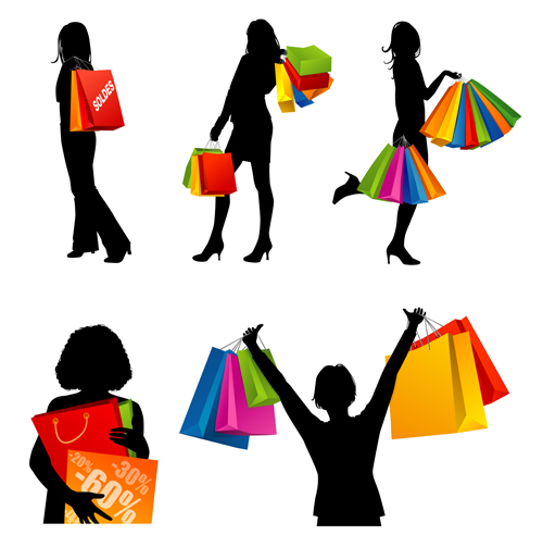 500x492 Hand Drawing Shopping Girls Vector Set Free Download - Drawing Shopping