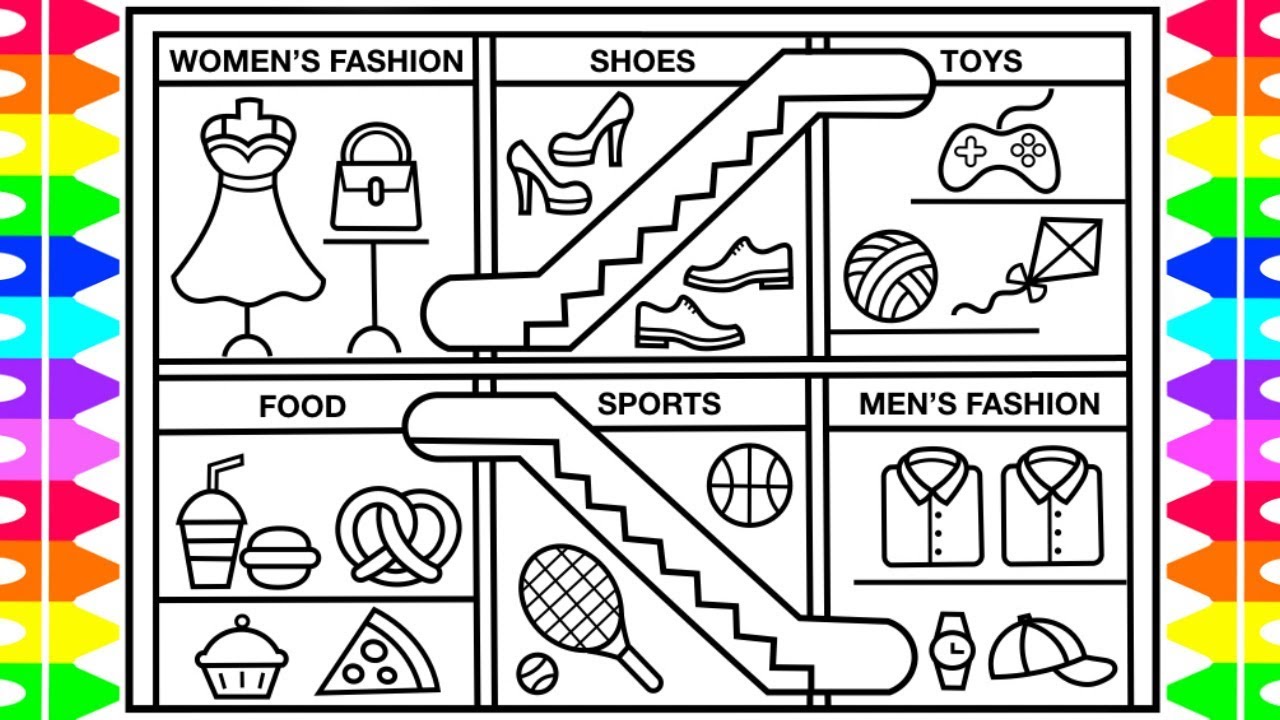 1280x720 How To Draw A Shopping Mall For Kids Mall Drawing - Drawing Shopping
