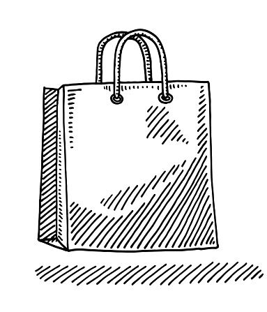 383x447 paper shopping bag drawing work drawing bag, bag illustration - Drawing Shopping