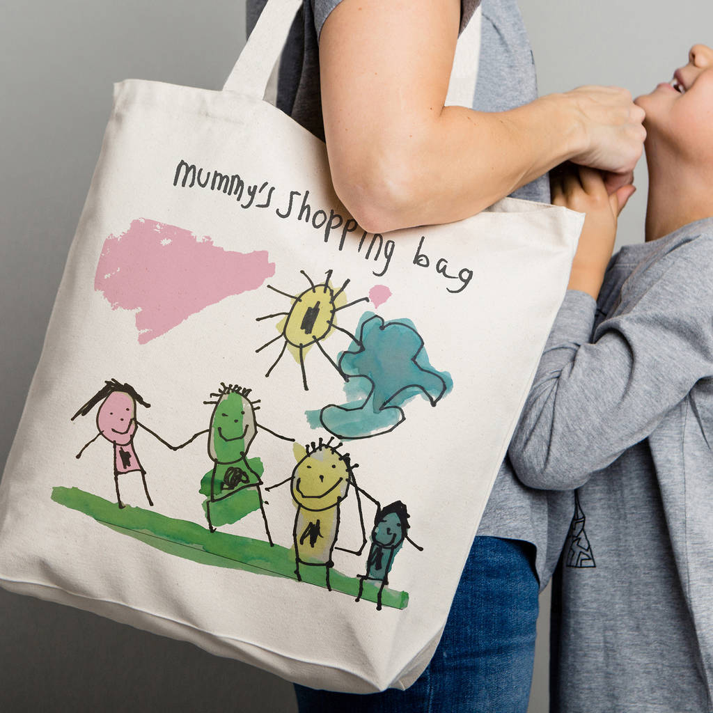 1024x1024 Personalised Bag With Child's Drawing - Drawing Shopping