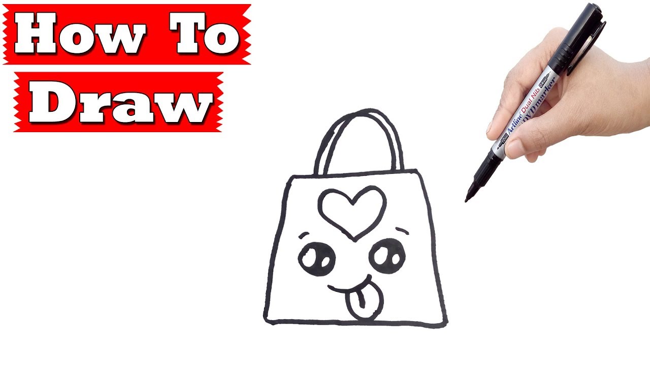 1280x720 Drawing Tutorial How To Draw A Cute Shopping Bag Easy Step - Drawing Shopping
