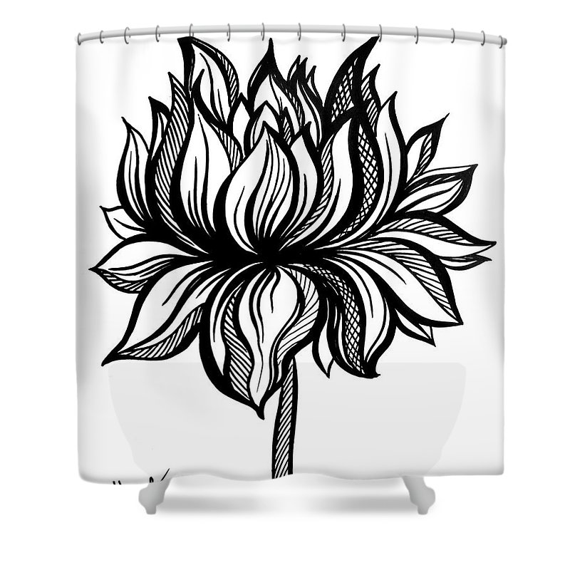 800x800 lotus flower black white drawing shower curtain for sale - Drawing Shower Curtain