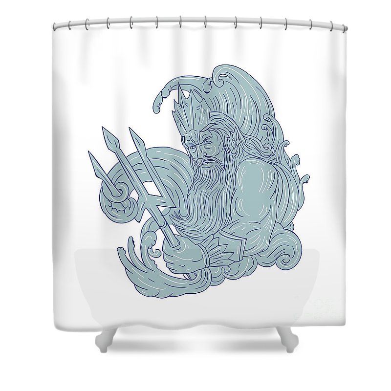 800x800 poseidon trident waves drawing shower curtain for sale - Drawing Shower Curtain