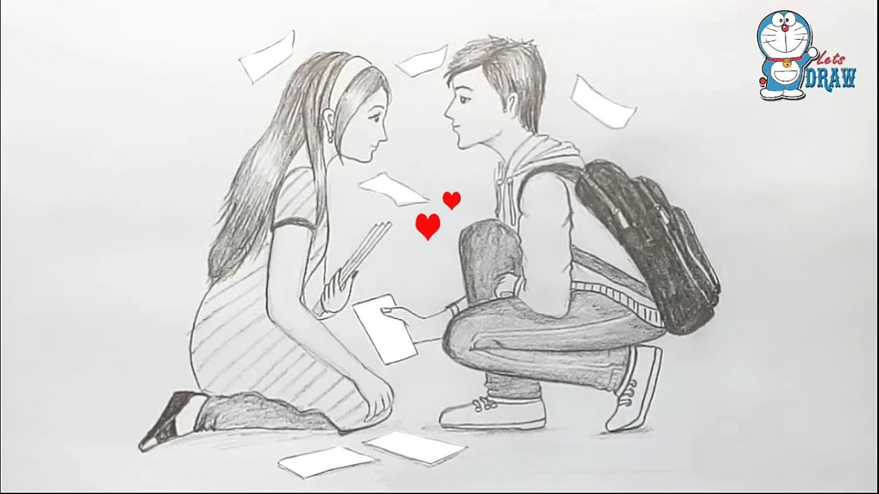 1280x720 how to draw scenery of love - Drawing Sight