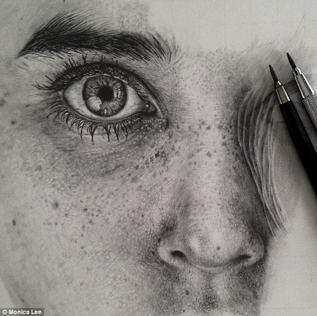 634x633 every pore and every freckle artist's exquisite photorealistic - Drawing Skin