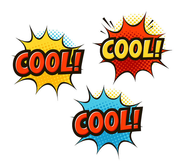 600x548 Cool In Pop Art Retro Comic Style Cartoon Slang Vector - Drawing Slang