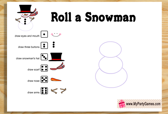 550x373 Free Printable Roll A Snowman Game For Christmas - Drawing Snowman Eyes