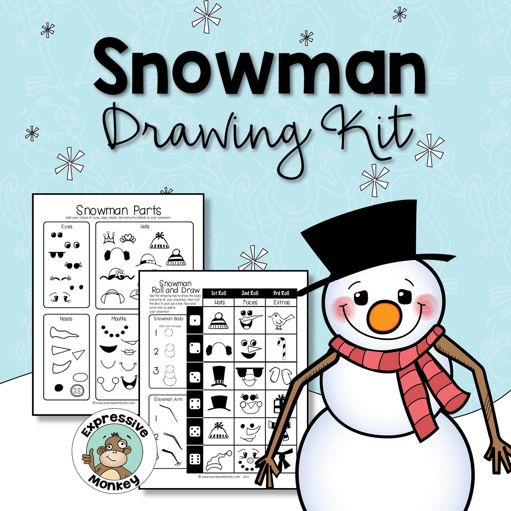 1650x1650 Snowman Drawing Kit Expressive Monkey - Drawing Snowman Eyes