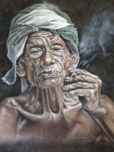 375x500 indian man x cm soft pastel on velvet paper drawing - Drawing Soft