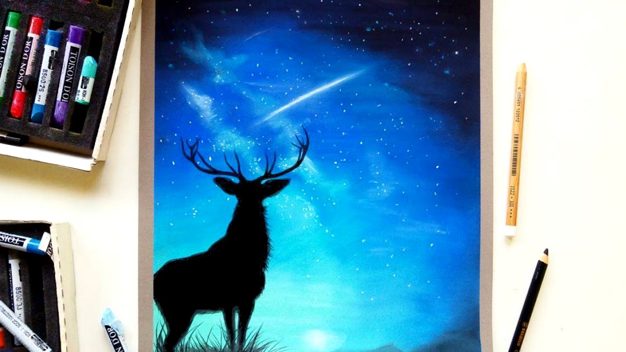 1280x720 deer drawing, soft pastels on pastelmat + patreon announcement - Drawing Soft