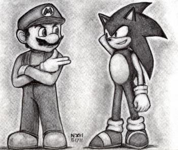 350x295 How To Draw Sonic And Mario, Step - Drawing Sonic Characters