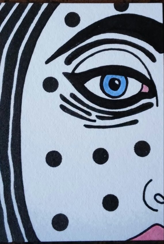 570x847 original drawing aceo black and white face with spots design etsy - Drawing Spots