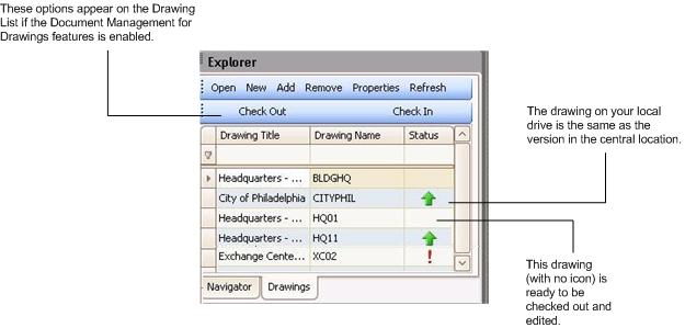 625x299 checking drawings in and out of the document management - Drawing Status