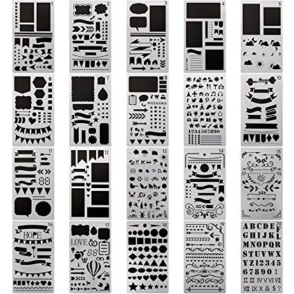 425x425 pcs journal stencil plastic planner set for journal - Drawing Stencils