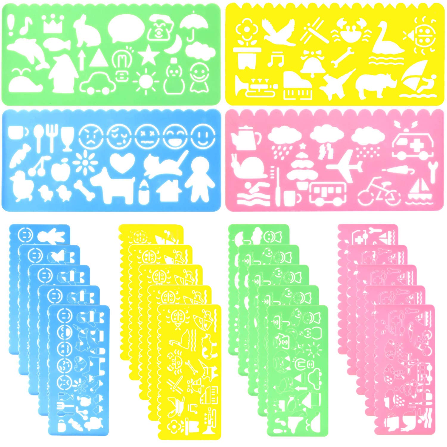 1500x1500 pcs plastic drawing stencils set for kids colorful - Drawing Stencils