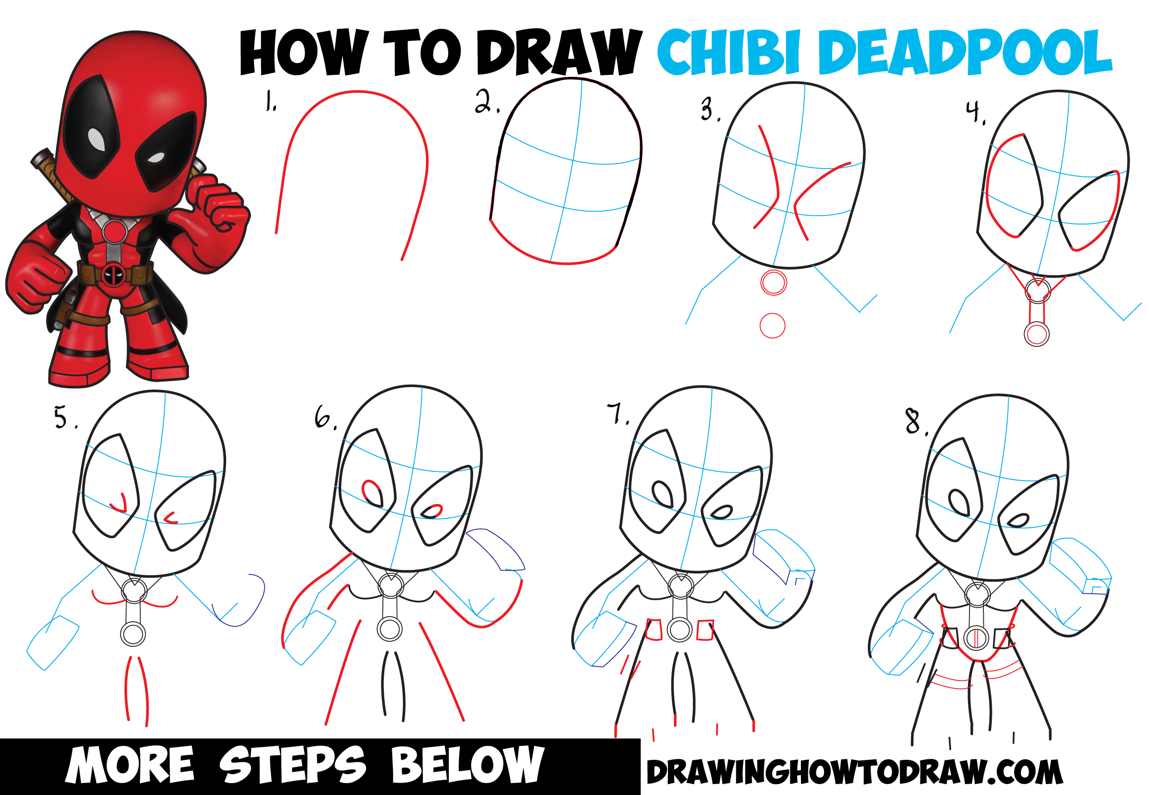 2317x1604 How To Draw Chibi Deadpool Easy Step - Drawing Steps
