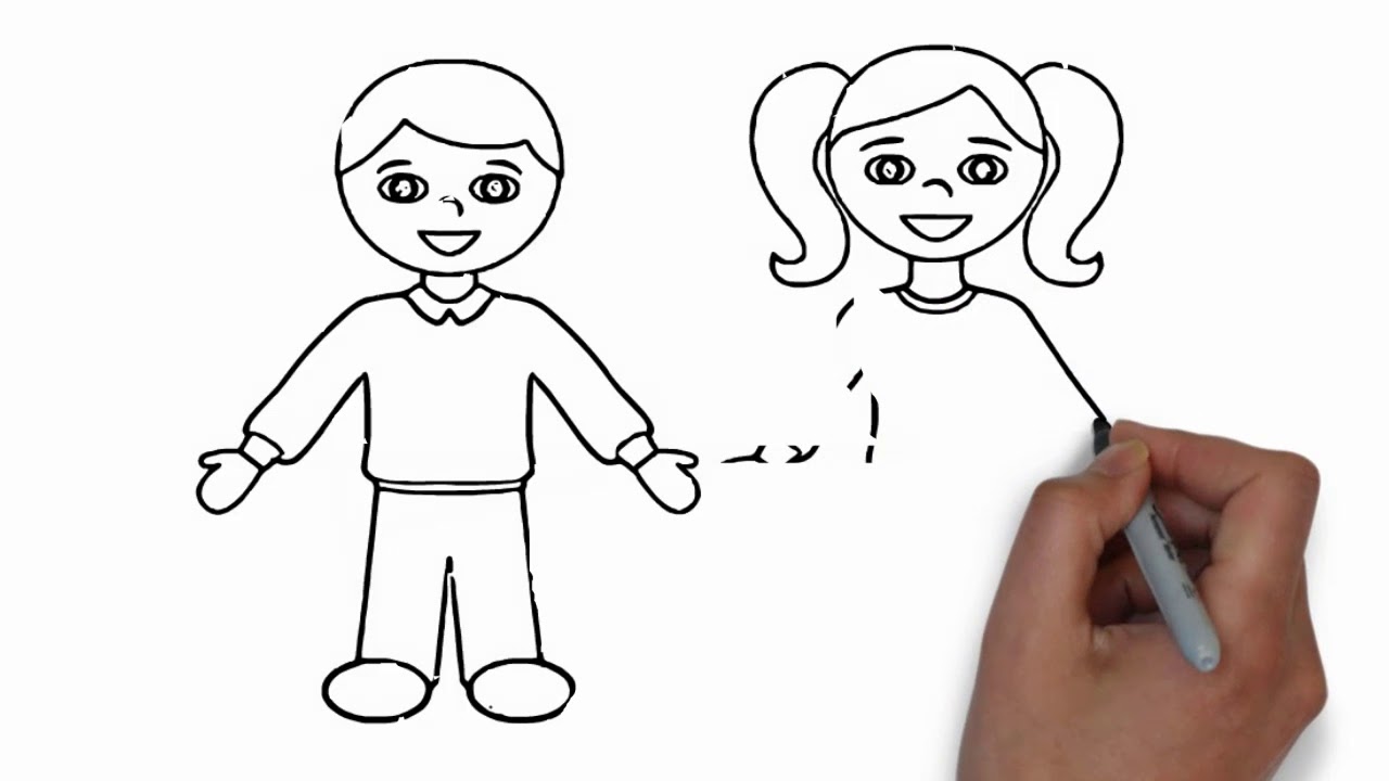 1280x720 How To Draw Student Boy And Girl Easy Step - Drawing Student