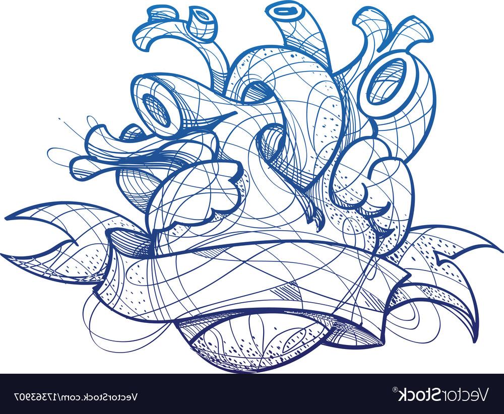 1000x822 hd heart tattoo sketch hand drawing style picture vector image - Drawing Style Tattoo