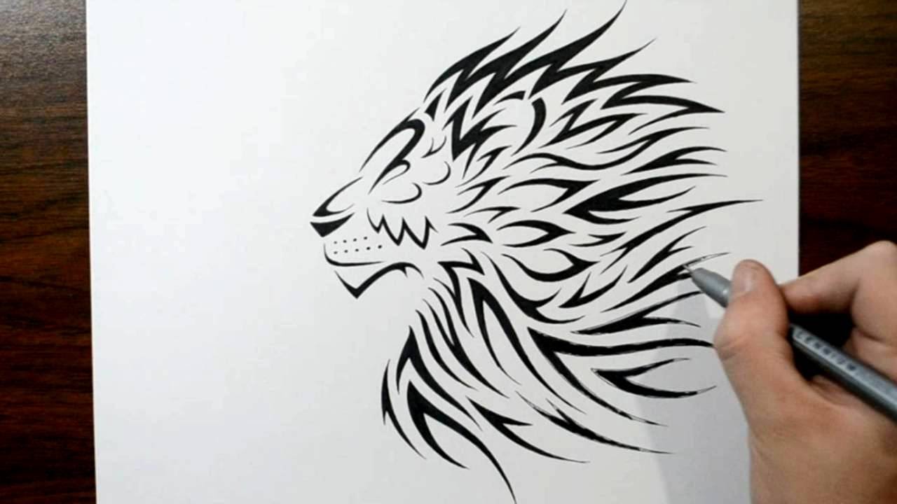 1280x720 How To Draw A Lion - Drawing Style Tattoo