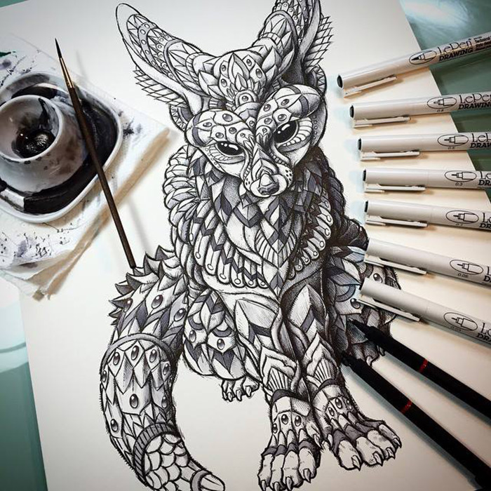 700x700 tattoo style animal illustrations - Drawing Style Tattoo