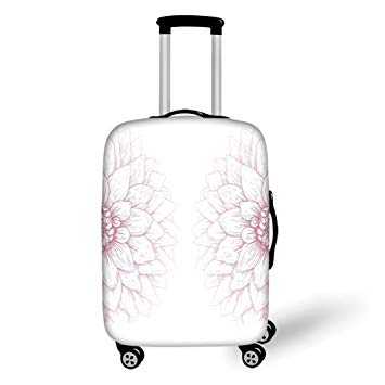 355x355 travel luggage cover suitcase protector, dahlia - Drawing Suitcase