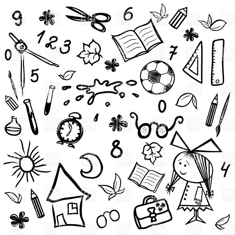 800x800 school and education symbols, childish drawing vector image - Drawing Symbols