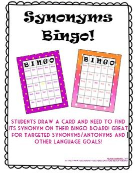 270x350 Students Draw A Card And Need To Find Its Synonym On Their Bingo - Drawing Synonym