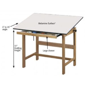 300x300 Titan Solid Oak Drafting Table - Drawing Table