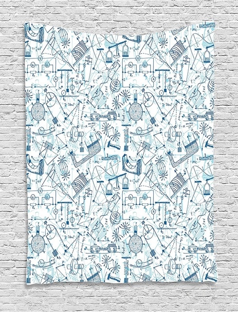 489x640 doodle tapestry physics themed drawing a collection of formulas - Drawing Tapestry