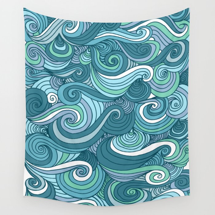 700x700 ocean wave line drawing wall tapestry - Drawing Tapestry