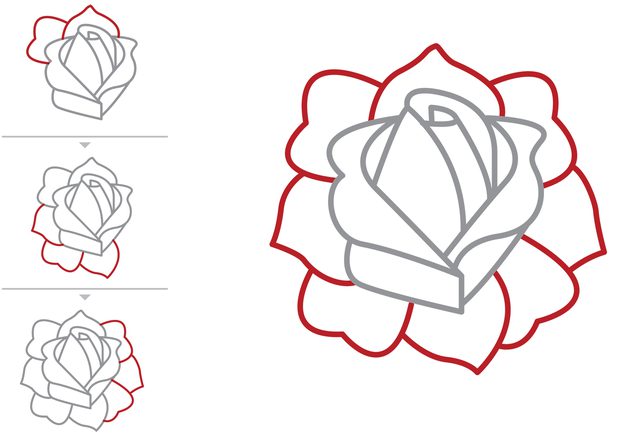 640x441 How To Draw A Classic Tattoo Style Rose - Drawing Tattoos Step By Step