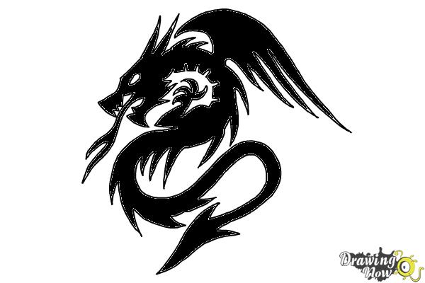 600x400 How To Draw A Dragon Tribal Tattoo - Drawing Tattoos Step By Step