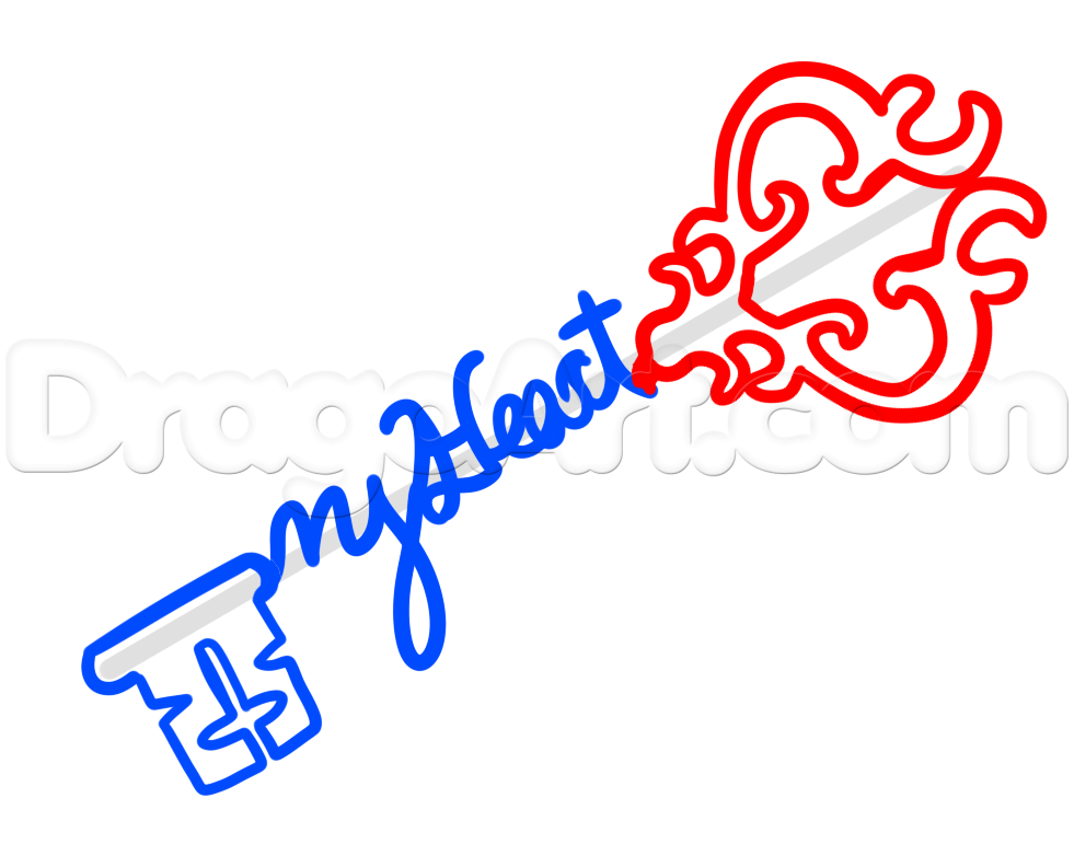 981x782 How To Draw A Key Tattoo, Step - Drawing Tattoos Step By Step