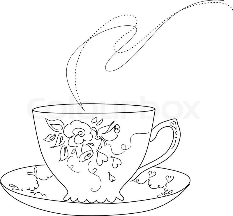 800x740 tea cup coloring - Drawing Tea Cup