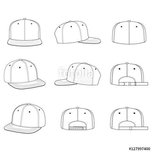 500x500 snapback cap fashion flat technical drawing template stock image - Drawing Templates Free