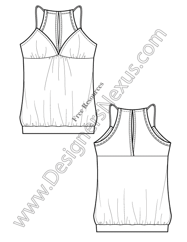 612x792 Knitwear Tank Free Illustrator Fashion Flat Drawing Template - Drawing Templates Free
