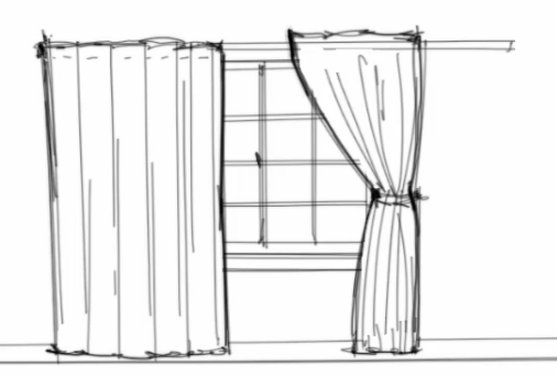 506x343 interior design rendering how to work with curtains in interior - Drawing The Curtains