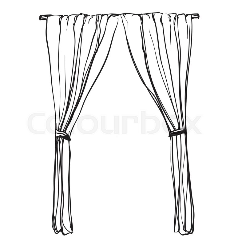 761x800 curtains sketch hand drawn interior stock vector colourbox - Drawing The Curtains