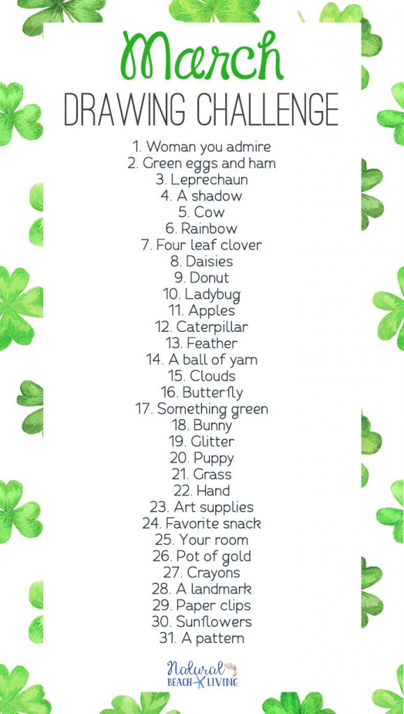 580x1024 March Drawing Challenge For Kids And Adults - Drawing Themes