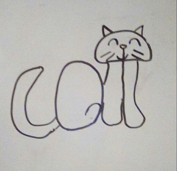 579x559 How To Draw A Cat Using The Word Cat Steps - Drawing To Cat