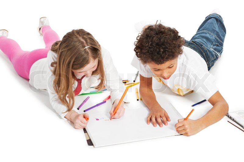 800x533 interracial children drawing together, stock photo colourbox - Drawing Together