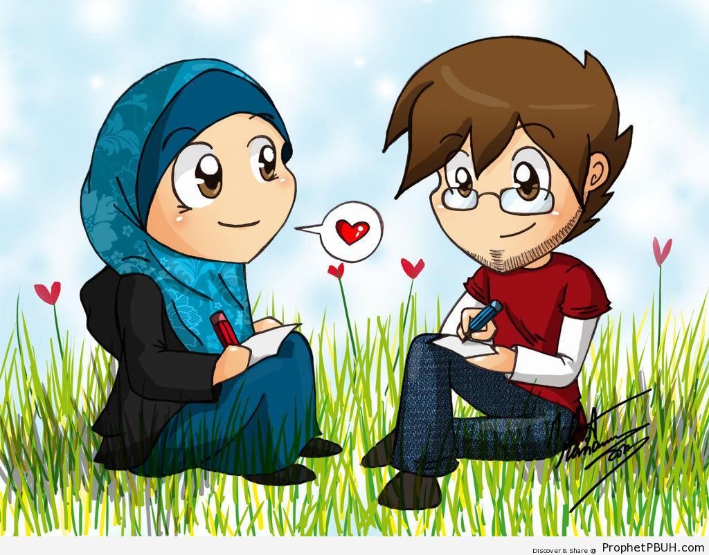 1024x802 muslim couple drawing together - Drawing Together
