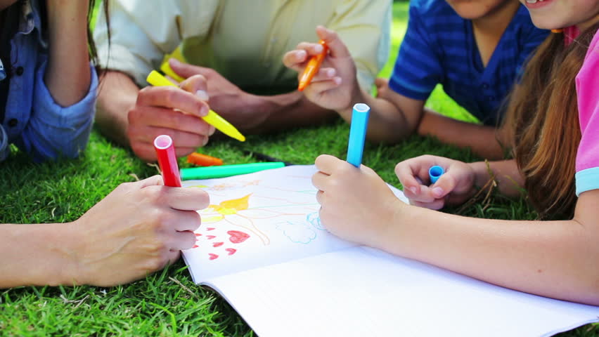 852x480 Smiling Children Drawing With Their Stock Footage Video - Drawing Together