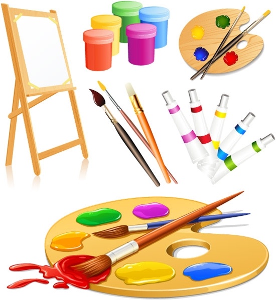 Painting materials and tools for artists Vector Image